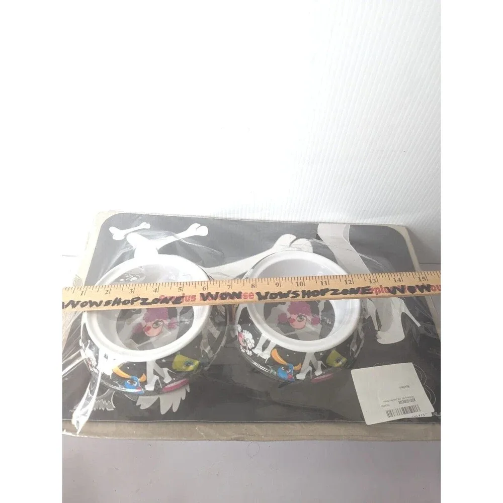 PetEgo Dog Cat Bowl Dish Placement Set Italian Style Whimsical Cartoon Heels NEW